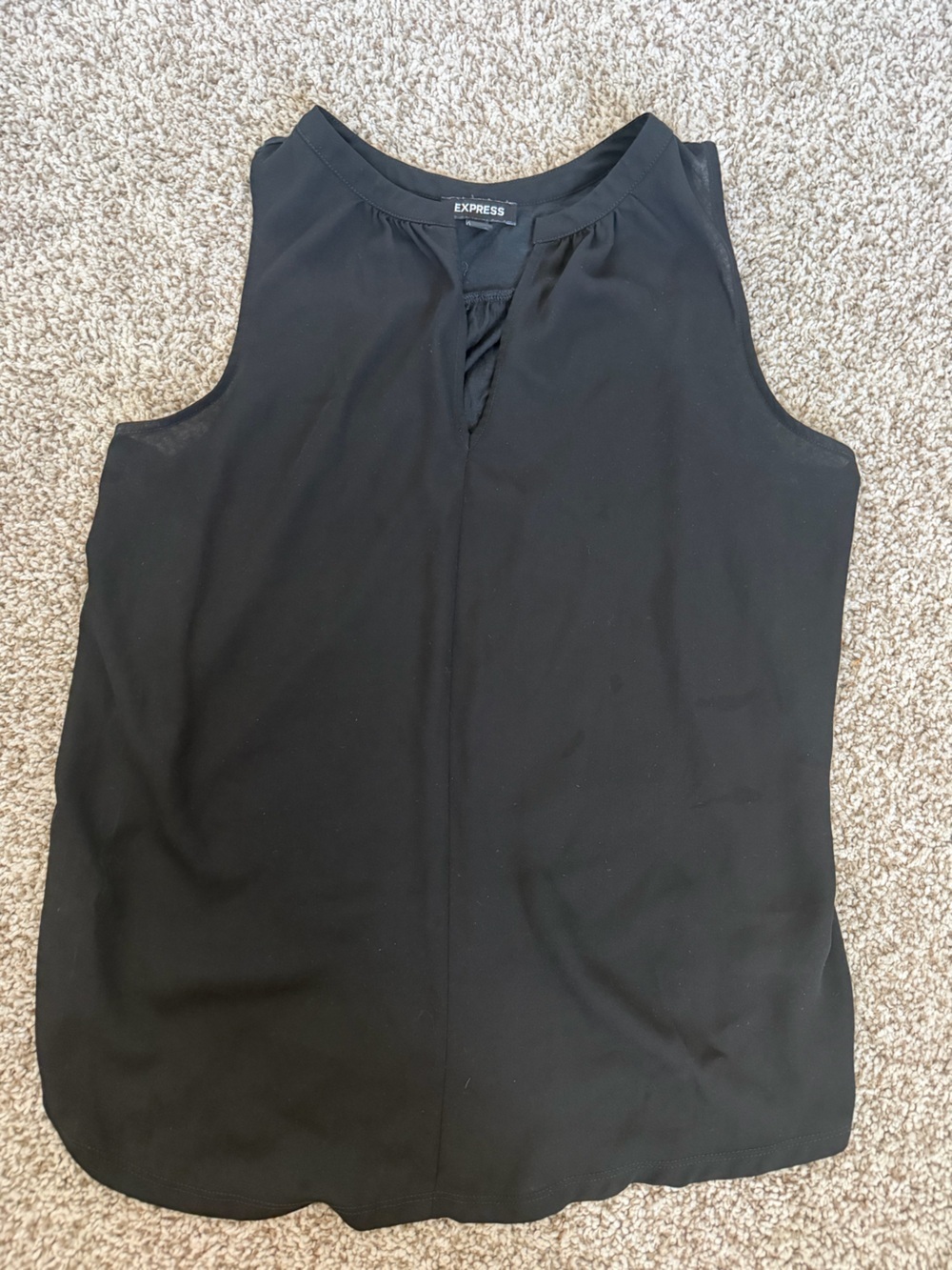 Express Black Sleeveless Split-Neck Shell summer office blouse Top